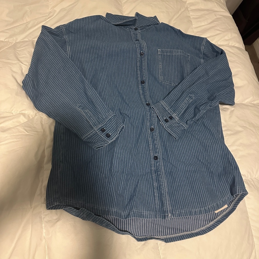 Halara Magic Collared Button Up Lake Side Blue St… - image 6